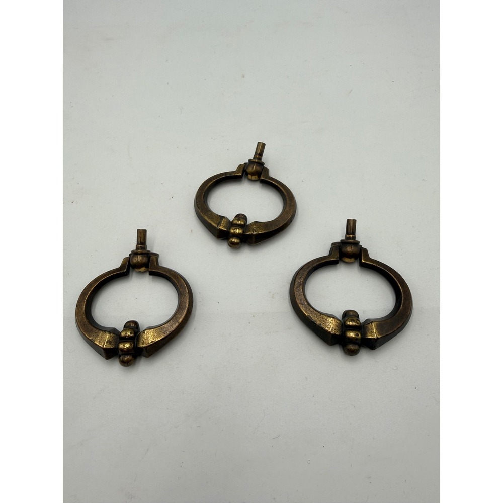 Keeler Brass Co Drawer Ring Pulls Vintage Bronze N-2542 Z-219 Set of 3 Good